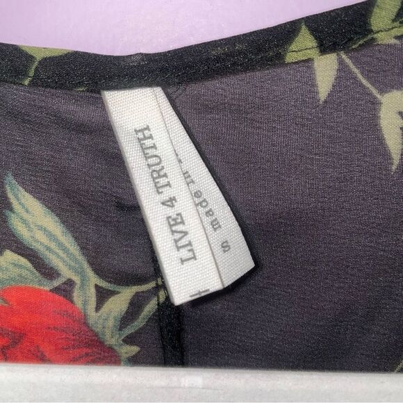 Live 4 Truth S Cardigan Black Sheer Longline Short Sleeve Rose Swim Kimono - Picture 3 of 7